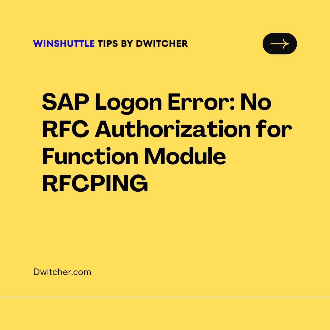 Read more about the article No RFC Authorization for Function Module RFCPING